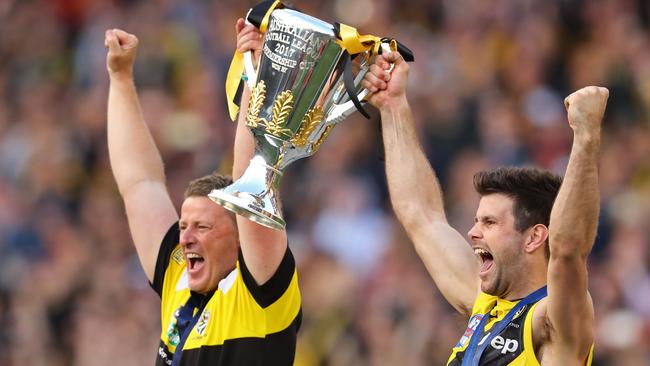 Hardwick and Cotchin with the premiership cup. Picture: Getty Images