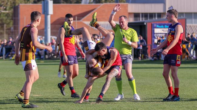 Action from the RDFNL grand final. Picture: Aaron Cook