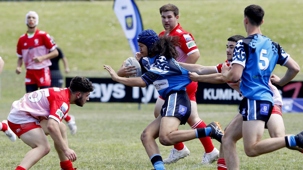 Lockyer Pickering- Ratu from Maori. Under 18 Boys Malta v Maori Harmony Nines Rugby League. Picture: John Appleyard