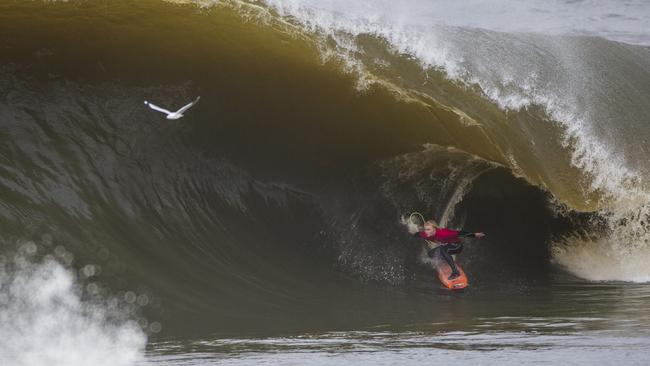 Surfers Ride Sydney Storm Swell At Red Bull Cape Fear Contest While Bodyboarders Take On Shark Island Daily Telegraph