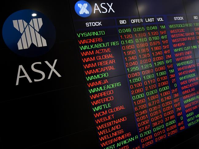 Digital market boards at the Australian Stock Exchange (ASX) in Sydney, Tuesday, March 10, 2020. Australia's turbulent stockmarket has surged more than one per cent higher in a dramatic recovery from early panic selling. (AAP Image/Joel Carrett) NO ARCHIVING