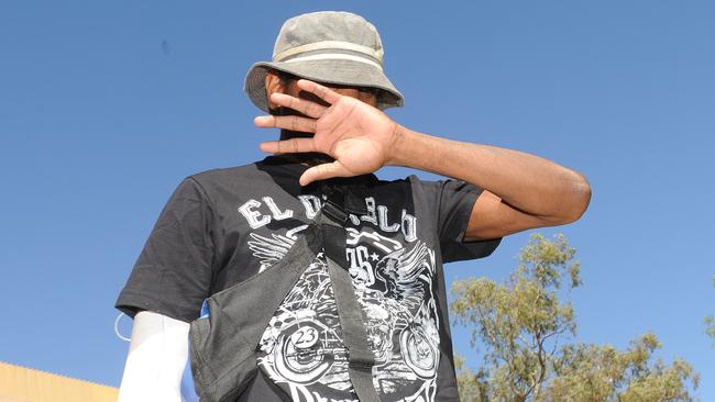 Former AFL football player Liam Jurrah leaves the Alice Springs Court after facing dangerous driving charges. Picture: Justin Brierty