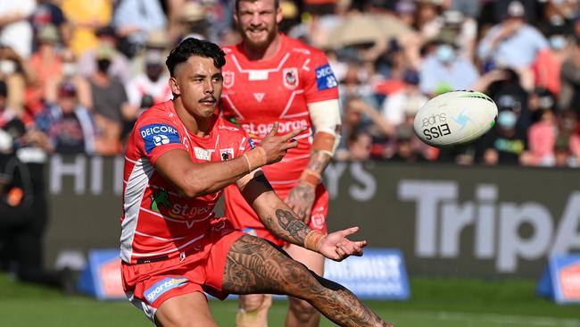 Jayden Sullivan in action for the Dragons. Picture: NRL Photos