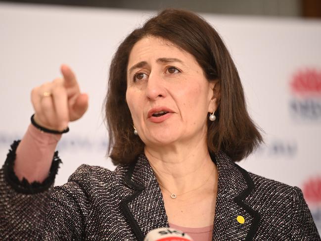 Gladys Berejiklian gives the daily Covid-19 update. Picture: NCA NewsWire/Jeremy Piper