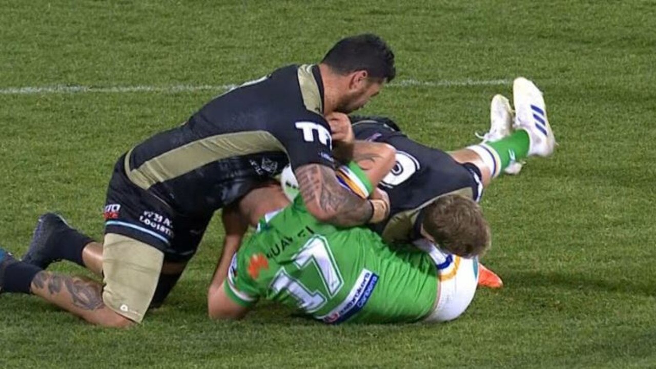 Andrew Fifita was put on report for this tackle on Ryan Sutton.