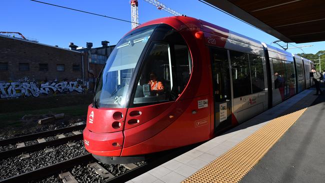 Parts of Sydney’s light rail has started to operate. Picture: Joel Carrett