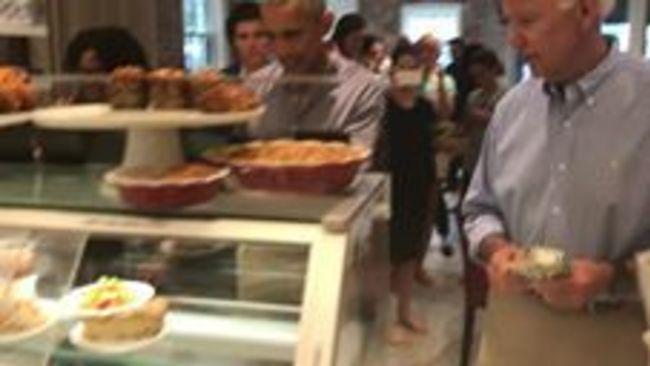 Barack Obama and Joe Biden Grab Lunch at Washington Bakery That Supports Veterans