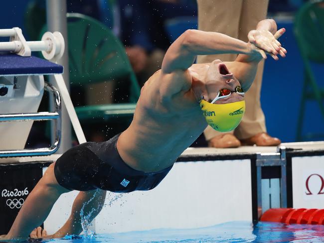 Australia's Mitch Larkin in the men's 200m backstroke semi-final on day five of the swimming at the Rio 2016 Olympic Games. Picture. Phil Hillyard
