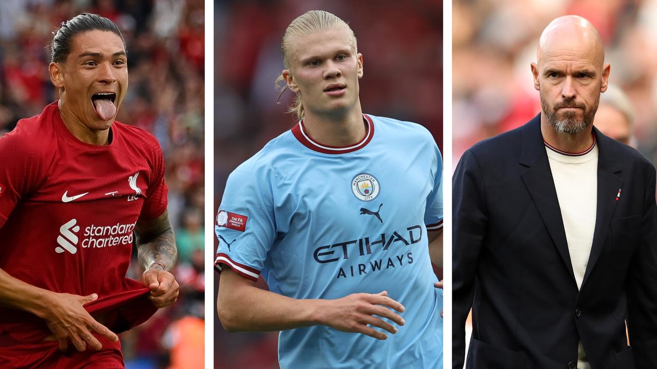 Darwin Nunez, Erling Haaland and Erik ten Hag will all be involved in their first Premier League season. Picture: Getty