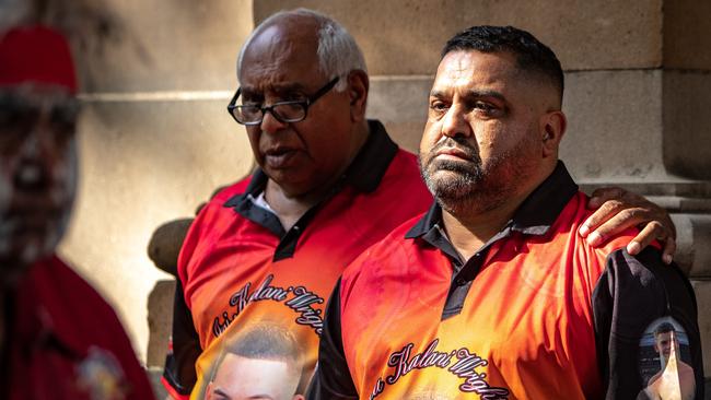 Jai’s father Lachlan (right) and his grandfather Daryl (back left) at the 16-year-old’s funeral in March 2022. Picture: Julian Andrews