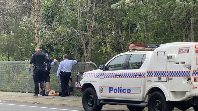 A thief is in custody after police chased an allegedly stolen BMW from Robina to Nerang. Photo: Jordan Bissell / 7News Gold Coast