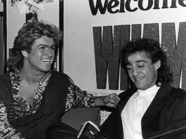 George Michael and Andrew Ridgeley at the old Sebel Townhouse Hotel in Sydney. Picture: Supplied