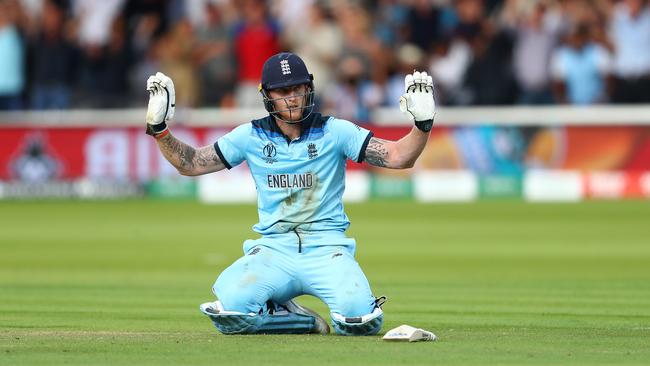 Ben Stokes after an attempted run out resulted in four overthrows. Picture: Getty Images