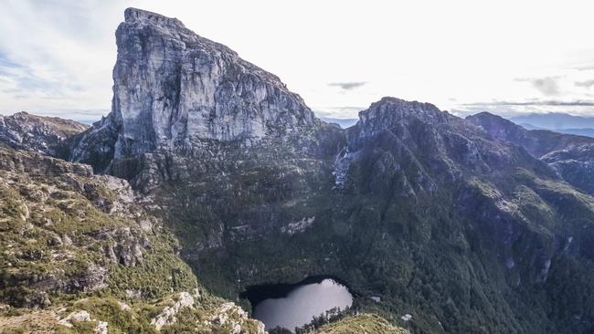 Frenchmans Cap in the Franklin-Gordon Wild Rivers National Park where a woman was rescued on Monday night.