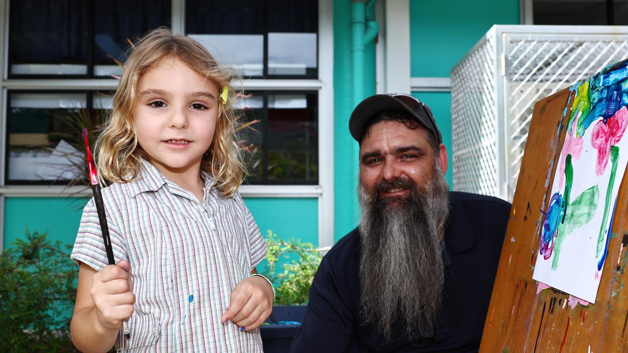 Pat Casey with his daughter Marnet Boehn-Casey, 5, at the Whitfield State School Father's Day activity afternoon. Picture: Brendan Radke