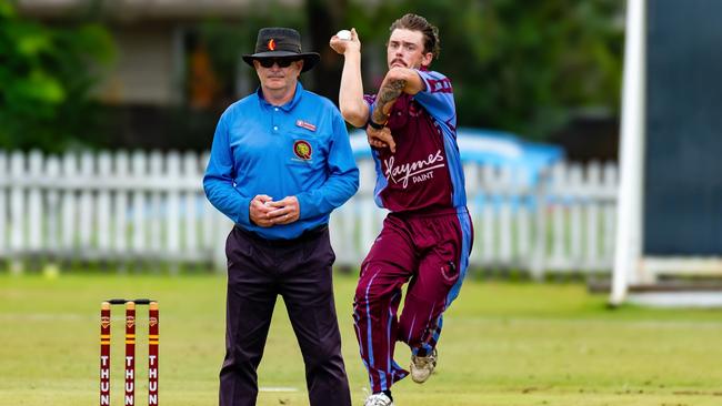 Coolum Sharks bowler Corey Perren. Picture: Matt Mayo Sports Photography