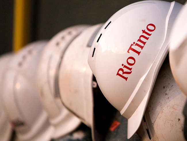 Rio Tinto miners' helmets hanging