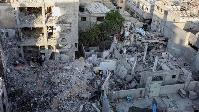An aerial view of a southern town in the Gaza Strip where rockets slammed into homes and killed a handful of residents. Picture: Abed Rahim Khatib/Anadolu Agency via Getty Images