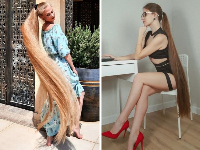 Olga Naumova has hair that measures more than 1.5m long. The real-life Russian Rapunzel is overwhelmed by the attention her hair attracts. Picture: Australscope