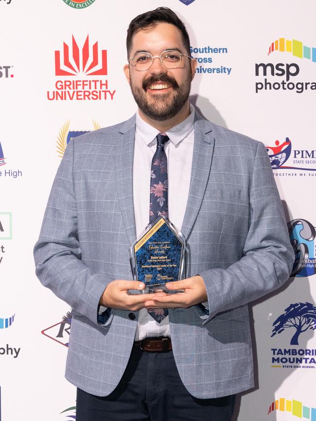 Excellence in Secondary Education Leadership Award winner Simon Lydiard, Pacific Pines State High School. Picture: Supplied