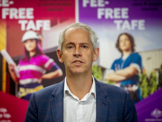Skills and Training Minister Andrew Giles said the Coalition was showing “callous and blatant disregard for the hundreds of thousands of Australians who have used Free TAFE to study for a new career and a new opportunity.” Picture: NewsWire/Tamati Smith.