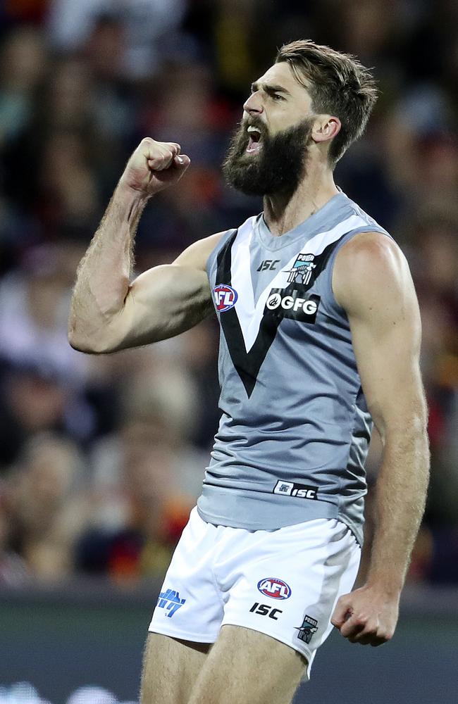 At 33, Westhoff has again signed a one-year deal to play at Port Adelaide in 2020. Picture: Sarah Reed.