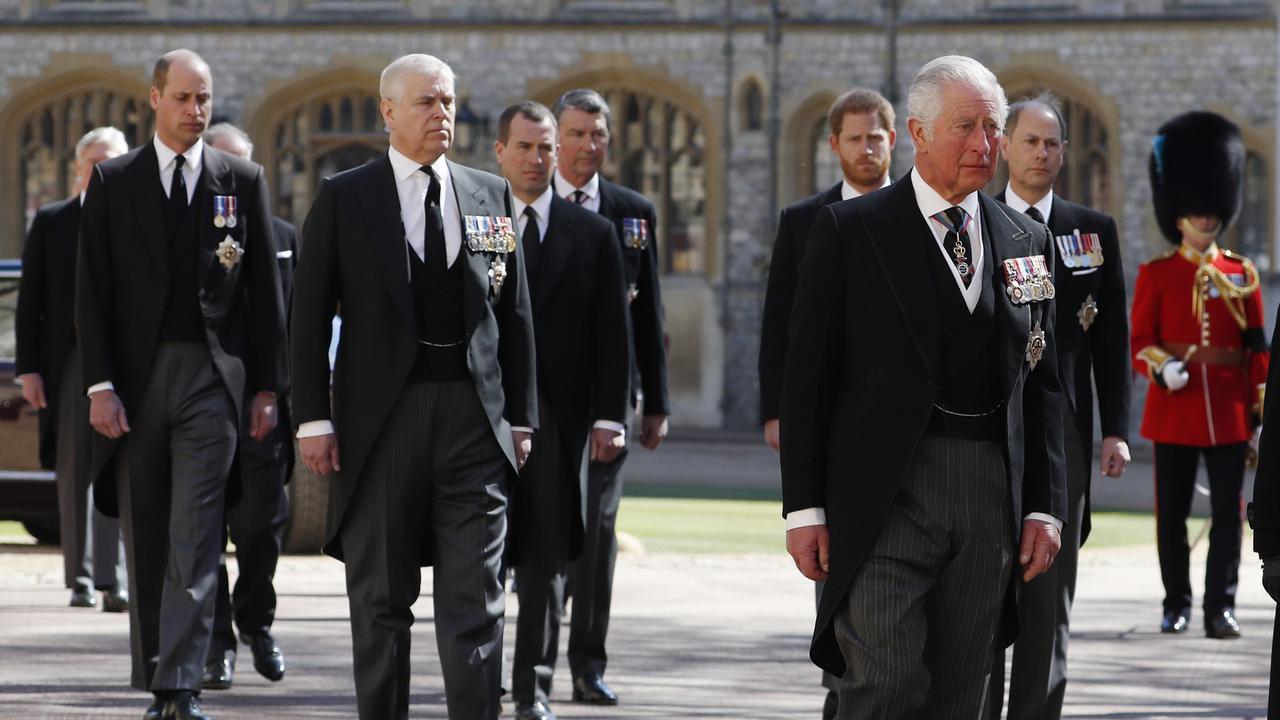 Harry was reunited with his family at Prince Philip’s funeral earlier this year. Picture: Alastair Grant/WPA Pool/Getty Images