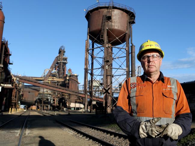 20/07/2016 Gerard Mahoney, Manager Iron Making at the Arrium steel works in front of the blast furnace in Whyalla . Kelly Barnes/The Australian