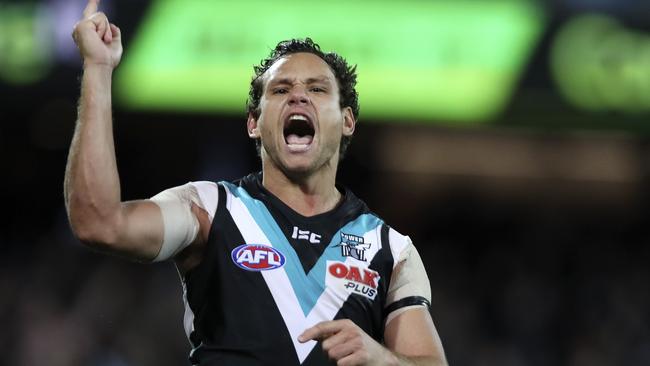 Steven Motlop celebrates his winning goal. Picture: SARAH REED                        <a capiid="4b3c89c687cac568ed798f303f52b1f6" class="capi-video">Showdown 44's dramatic finish</a>