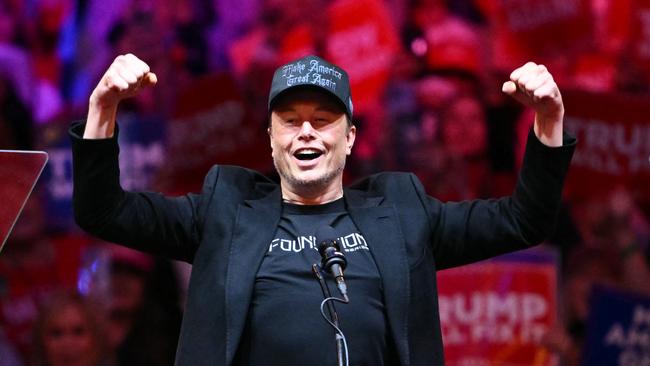 Tesla and SpaceX CEO Elon Musk attends a presidential rally for Donald Trump at Madison Square Garden in New York on October 27. Picture: ANGELA WEISS / AFP