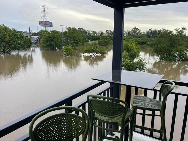 Beenleigh Tavern surrounded by flood water. Picture: Facebook