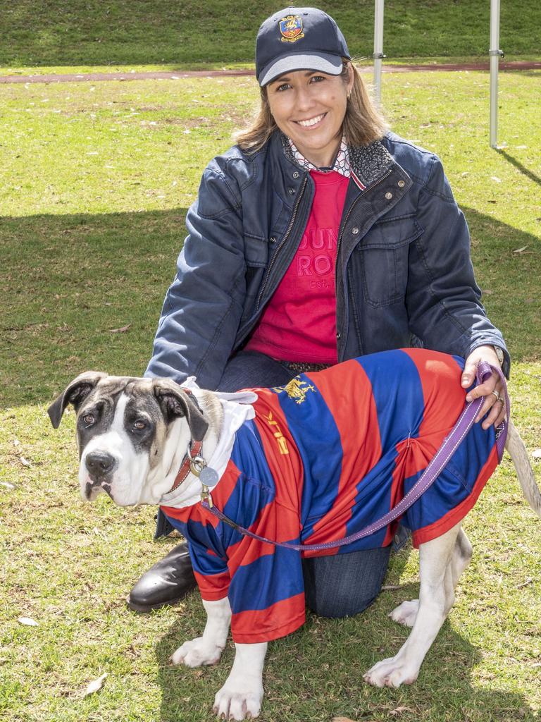 Harley the South African mastiff with Annie Bach. The O'Callaghan Cup played at Downlands College. Saturday, August 6, 2022. Picture: Nev Madsen.