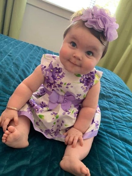 Evelyn, 7.5 months, won $100 for first prize in the Grafton Jacaranda Festival's official 2020 Midcoast Family Day Care Best Dressed Girl competition.