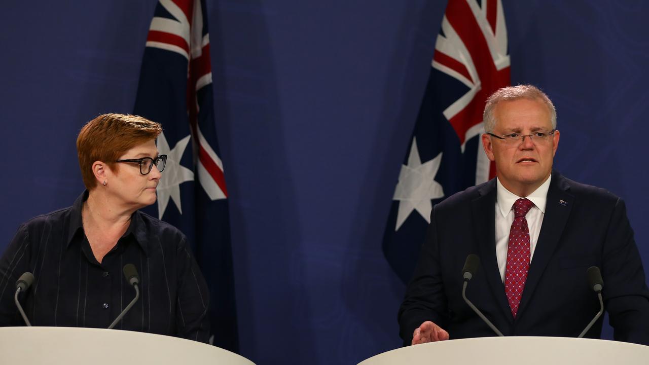 China has recently imposed trade restrictions on Australia. Australian Foreign Minister Marise Payne and Prime Minister Scott Morrison. Picture: Don Arnold/Getty Images.