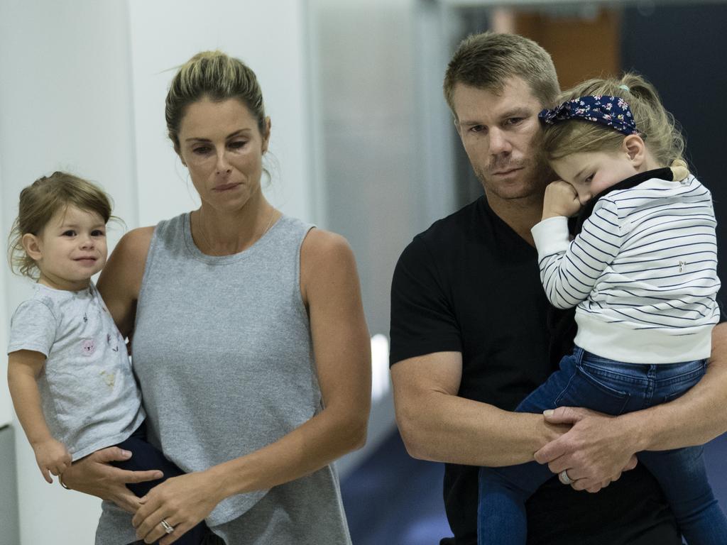 Australian Test cricketer David Warner arriving back into Australia after the South Africa series.