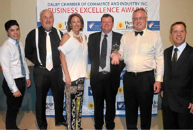 AWARD: Dalby Business of the Year BMO: Acting practice manager Alex Gee-Kee and partners Mal Smith, Michelle McVeigh, Kelvin Tyler, Peter McKinnon and David Briese. Missing: accounting partner Adrian Rasmussen and financial planning partner Shane Lee. Picture: Derek Barry