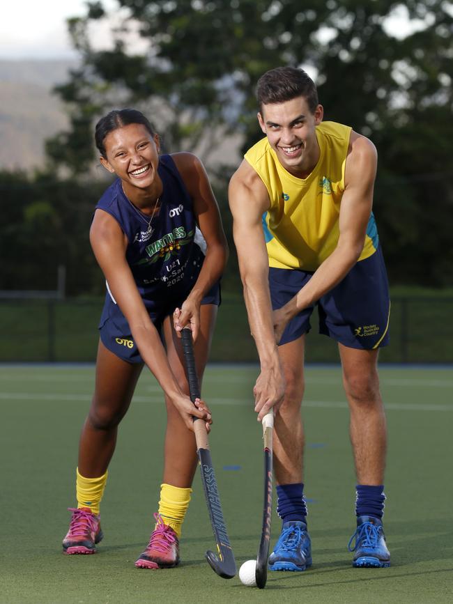 Lisa Fatnowna and Joshua Fowler played for the Australian Country hockey side in 2020. PICTURE: ANNA ROGERS