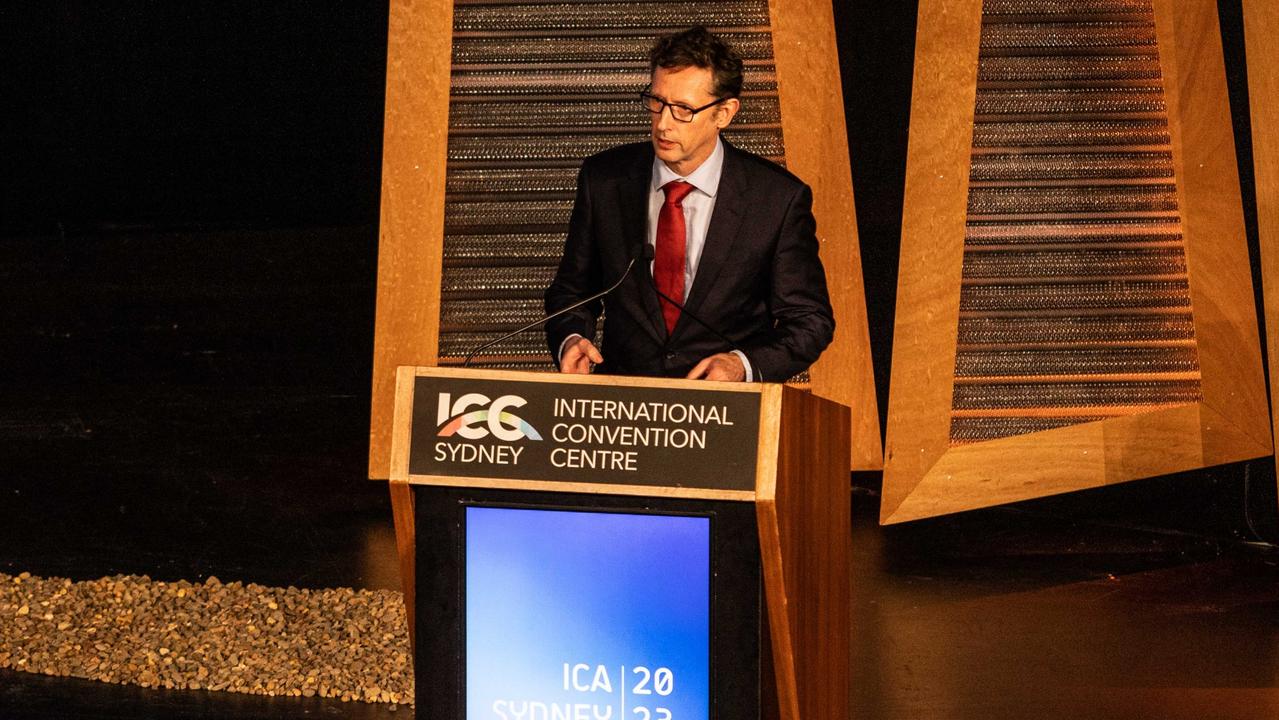 Finance Minister Stephen Jones presenting at ICA2023.