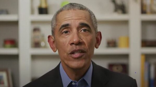 This screen grab from a video shows former President Barack Obama endorsing Joe Biden’s White House bid.