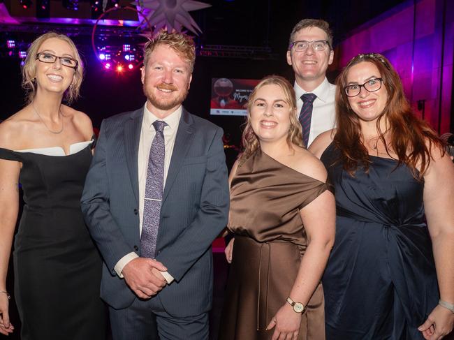 Rosemary Varley, Jake Polkinghorne, Grier Williamson, Anthony Booth and Janessa Ekert at Mackay Mayor's Charity Ball Saturday 10 May 2025 Picture: Michaela Harlow