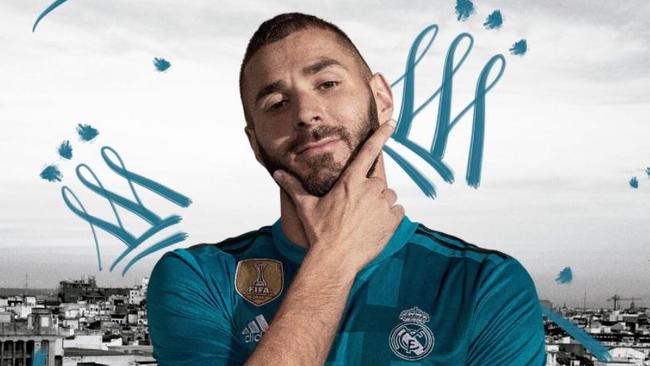 Karim Benzema in the new Real Madrid kit.