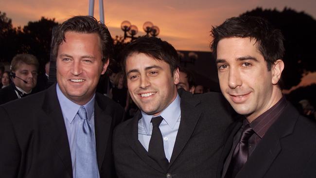 Matthew Perry, Matt LeBlanc and David Schwimmer at the 28th Annual People's Choice Awards. Picture: Getty Images.