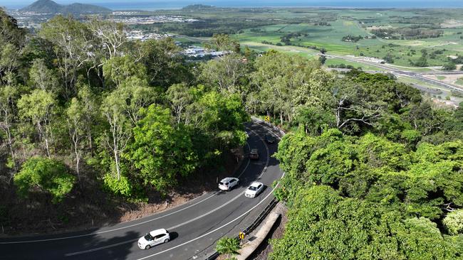 Traffic drives along the Kuranda Range Road. Picture: Brendan Radke