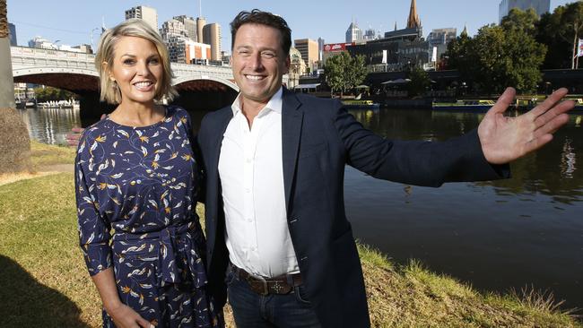 Current Today host Georgie Gardner and Karl Stefanovic by the Yarra. Picture: David Caird