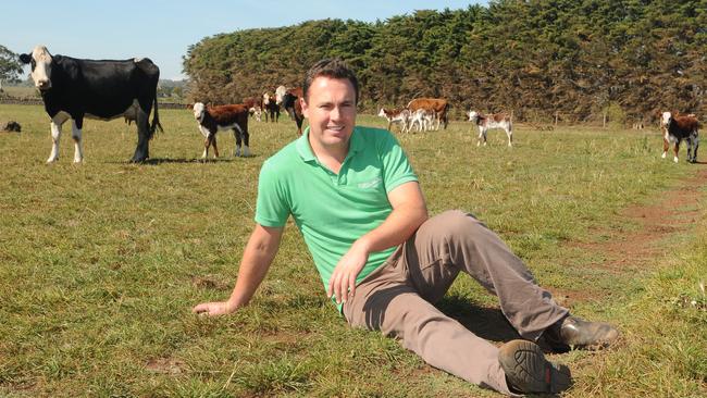 Paddock-to-plate: Steven Castle on the farm with cattle.