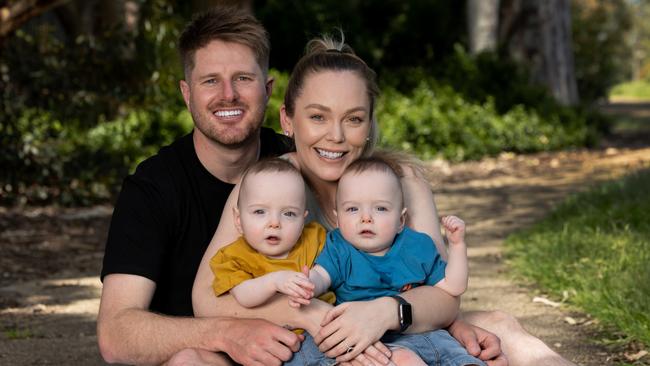 Former MAFS contestants Bryce Ruthven and Melissa Rawson are getting married in February 2023 with their twin boys, Tate and Levi, to be part of their wedding party. Picture: Fiona Hamilton