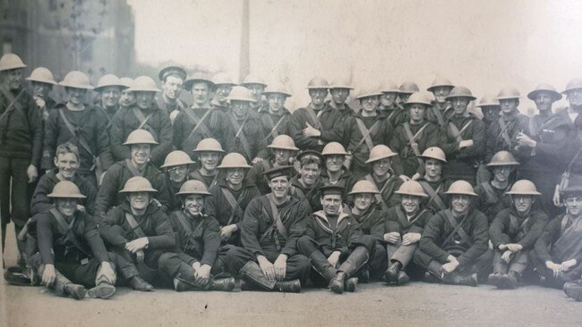 English troops gathered prior to embarkation to serve in WW1. This photograph belonged to the father of Gympie veteran Ray Hiddlestone. Photo: Frances Klein