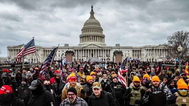 Pro-Trump protesters gather in front of the U.S. Capitol Building on January 6, 2021.