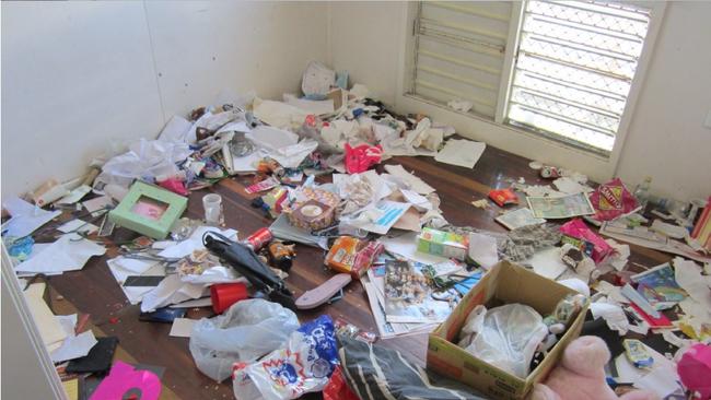 Inside: Papers and rubbish were left in each room.