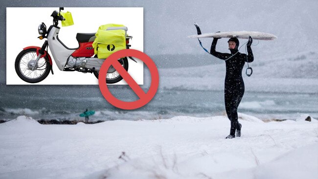 Letters to the Arctic Circle, inaccessible by Australia Post bikes, are carried by flying reindeer.